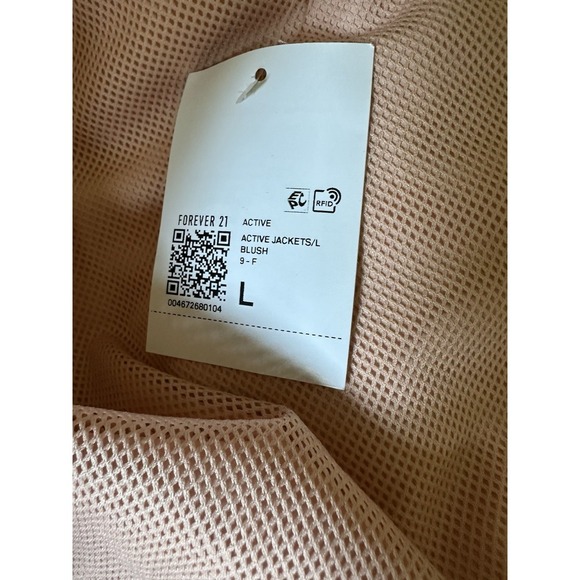 Forever 21 Active Jacket Blush Pink Hooded Zip Front Windbreaker Women's Large - Picture 7 of 8